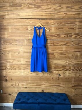 White by Vera Wang Royal Blue Backless Halter Dress
